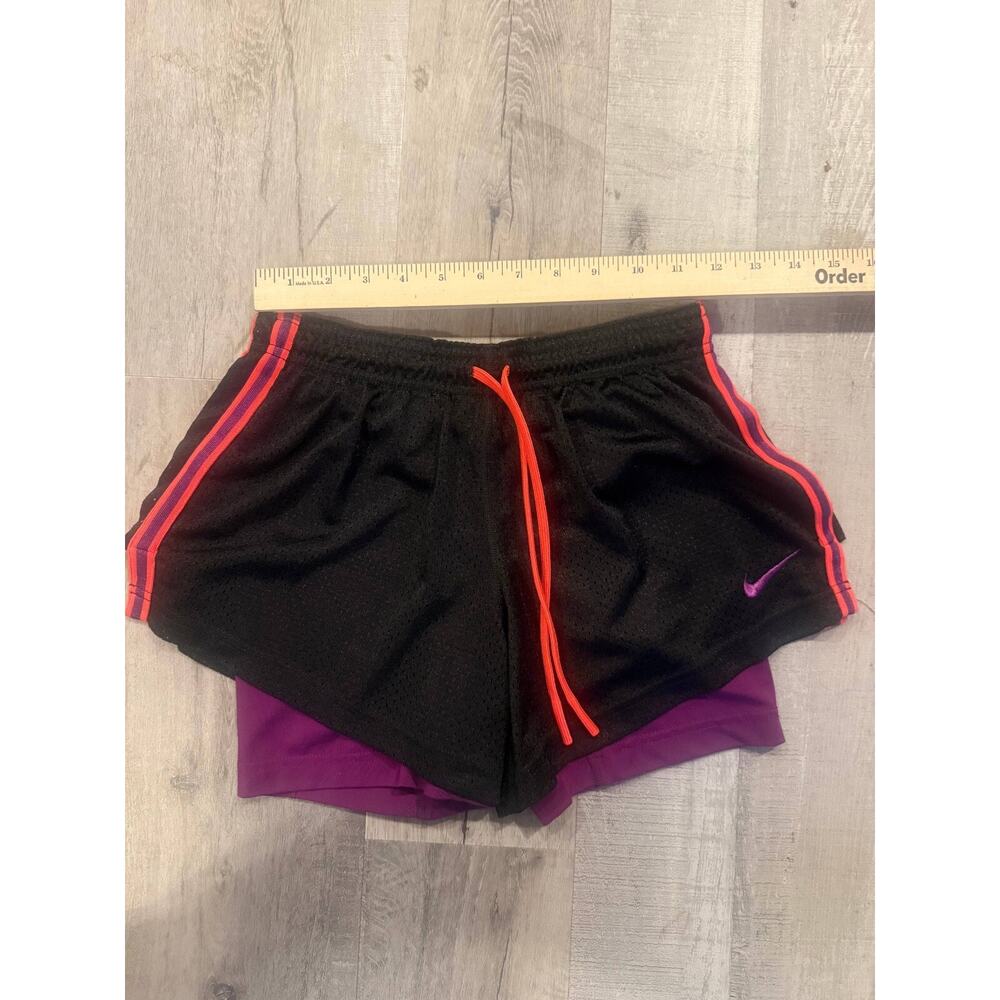 Nike Dri Fit Double-Up Shorts Womens Small Black/Grape Polyester Drawstring - Picture 5 of 6